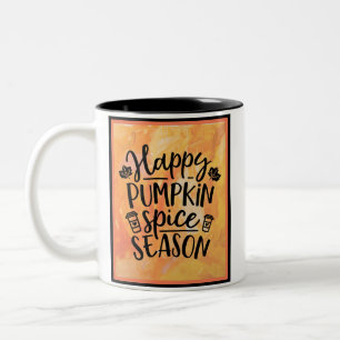 Lycklig Pumpkin Spice Season Cute Fall Två-Tonad Mugg
