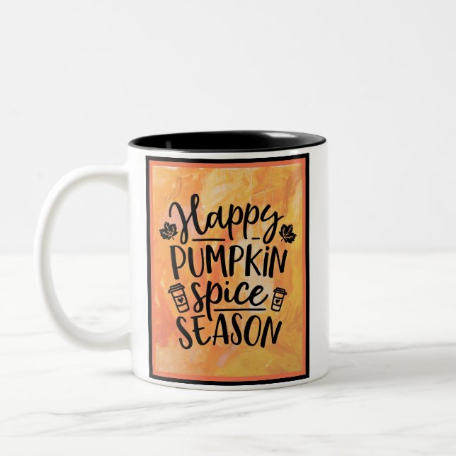Lycklig Pumpkin Spice Season Cute Fall Två-Tonad Mugg (Vänster)