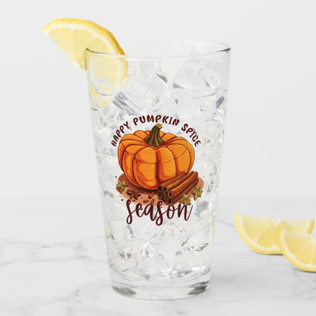 Lycklig Pumpkin Spice Season - Mysiga hösten Vibes Glaskopp (Framsida Ice)