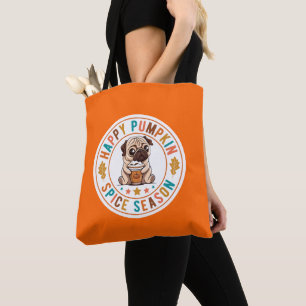 Lycklig Pumpkin Spice Season Pug Tygkasse