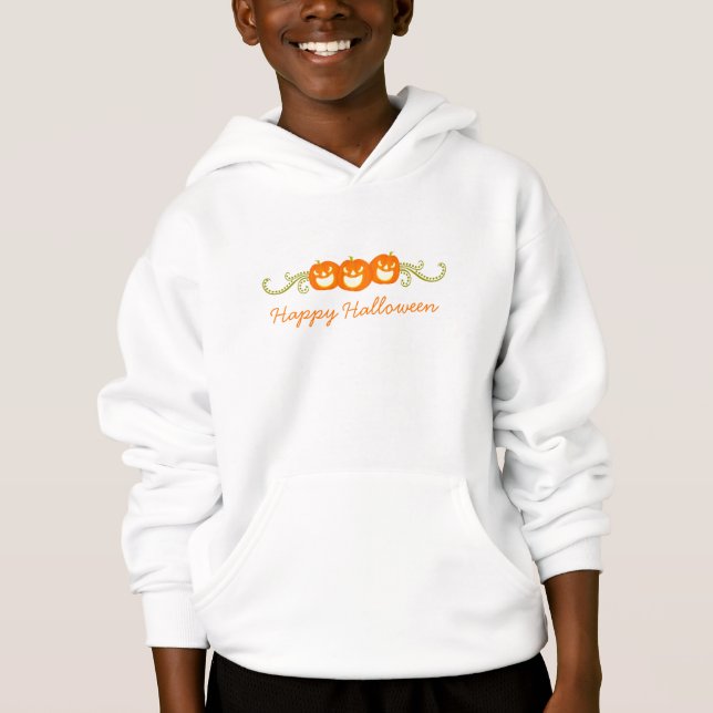 Lycklig Pumpkin Swirls Halloween Barn Sweatshirt Tröja (Framsida)