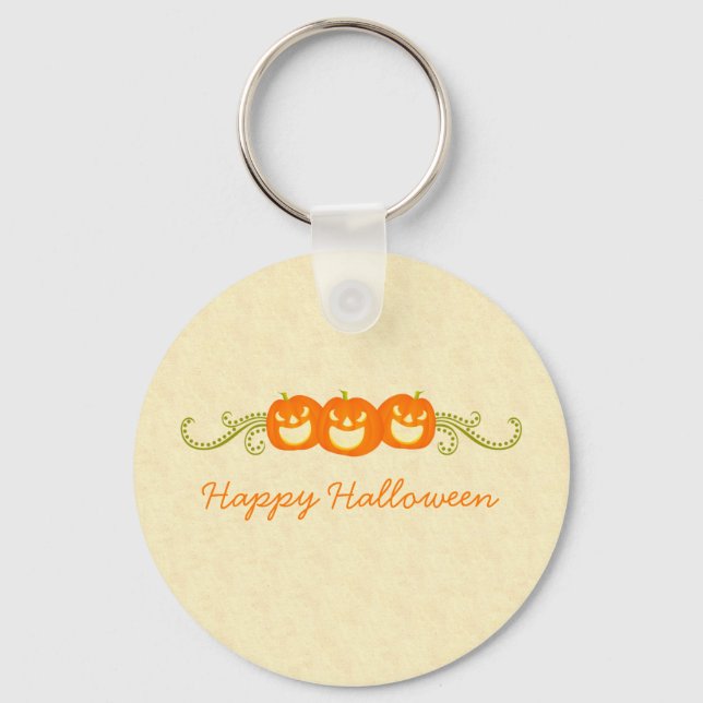 Lycklig Pumpkin Swirls Halloween Keychain Nyckelring (Framsida)