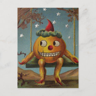 Lycklig Pumpkin (Vintage Halloween Card) Vykort