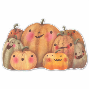 Lycklig Pumpkins - Cute Halloween Klistermärken