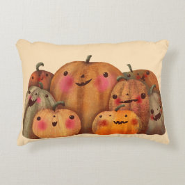 Lycklig Pumpkins - Cute Halloween Prydnadskudde