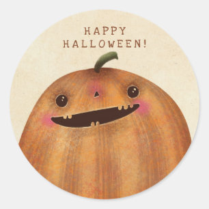 Lycklig Pumpkins - Cute Halloween Runt Klistermärke