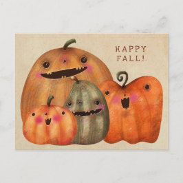 Lycklig Pumpkins - Cute Halloween Vykort