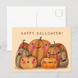 Lycklig Pumpkins - Cute Halloween Vykort