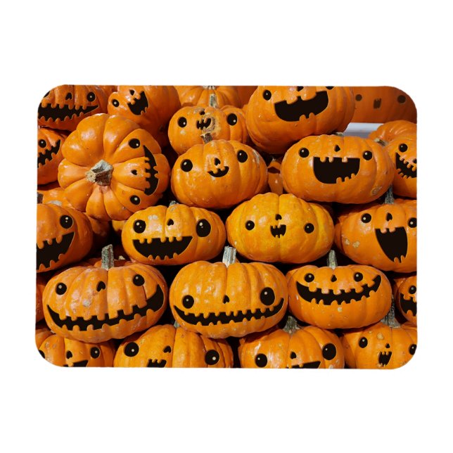 Lycklig Pumpkins Halloween Fall Season Magnet (Horisontell)