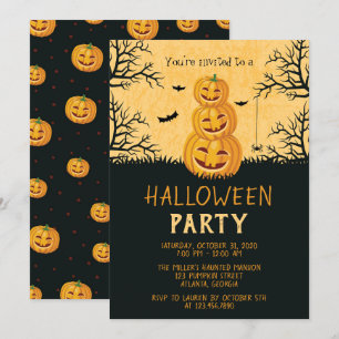 Lycklig Pumpkins Halloween fest Inbjudningar
