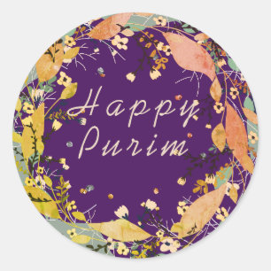 Lycklig Purim Anpassa utandning av läder Runt Klistermärke