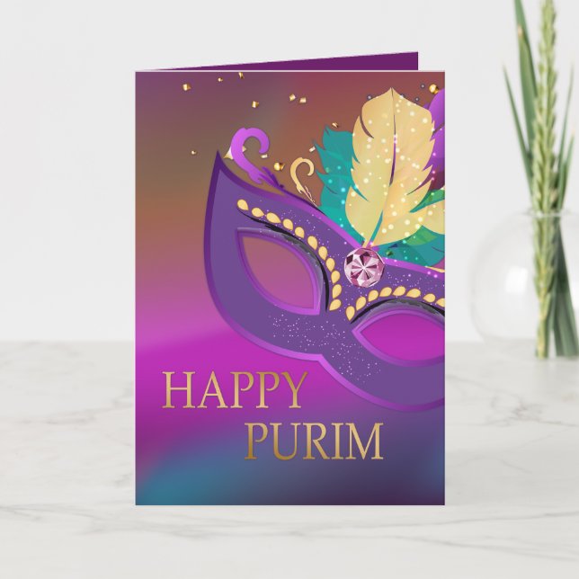Lycklig Purim - Chag Purim Jewish Helgdag Kort (Framsida)