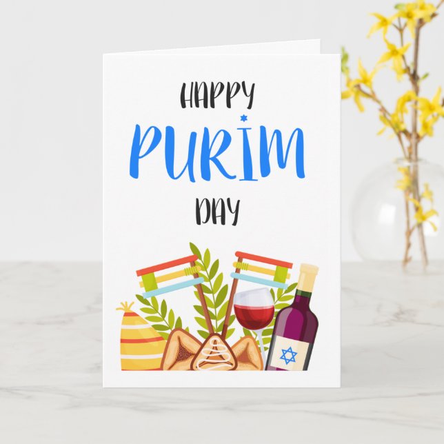 Lycklig Purim - Chag Purim-kort Kort (Gul blomma)