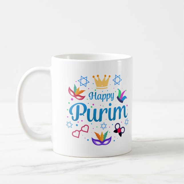 Lycklig Purim - Chag Purim Sameach Kaffemugg (Vänster)