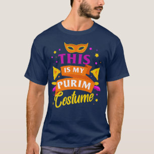 Lycklig Purim Costume Idea Cute Mask Hebrew Jewish T Shirt