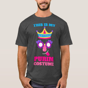 Lycklig Purim Costume Idea Cute Mask Hebrew Jewish T Shirt