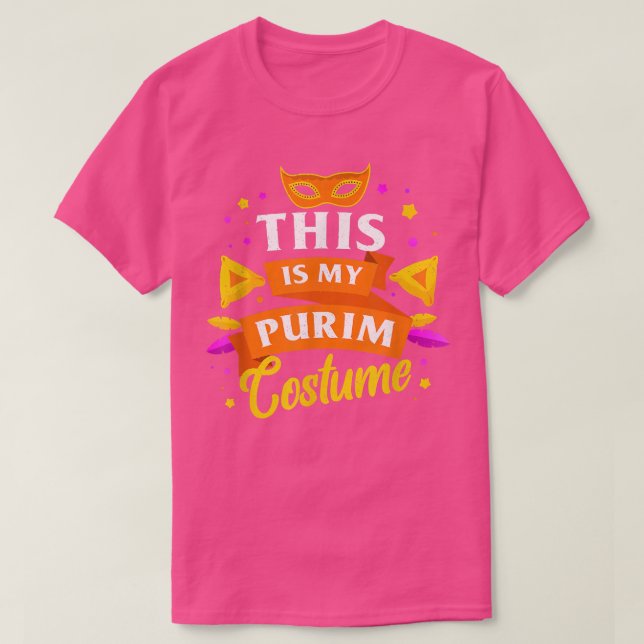 Lycklig Purim Costume Idea Cute Mask Hebrew Jewish T Shirt (Design framsida)