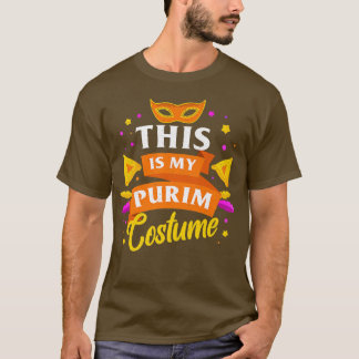 Lycklig Purim Costume Idea Cute Mask Hebrew Jewish T Shirt
