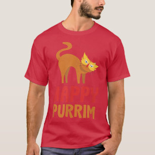 Lycklig Purim Costume Idea Funny Cat Hebrew Jewish T Shirt