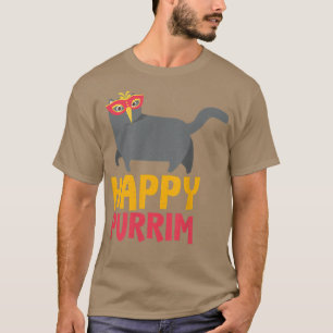 Lycklig Purim Costume Idea Funny Cat Hebrew Jewish T Shirt