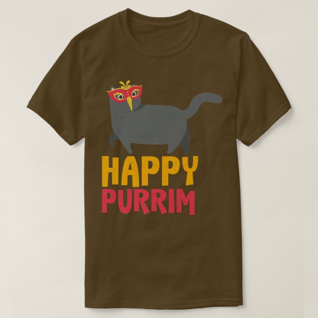 Lycklig Purim Costume Idea Funny Cat Hebrew Jewish T Shirt (Design framsida)