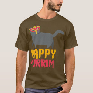 Lycklig Purim Costume Idea Funny Cat Hebrew Jewish T Shirt
