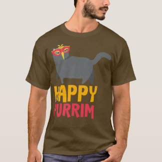 Lycklig Purim Costume Idea Funny Cat Hebrew Jewish T Shirt