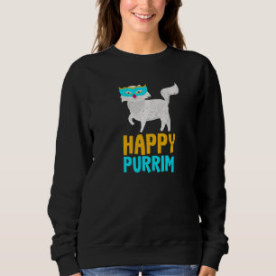 Lycklig Purim Costume Idea Funny Cat Hebrew Jewish T Shirt