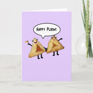 Lycklig Purim Cute Smiling Hamentaschen Tecknad Kort