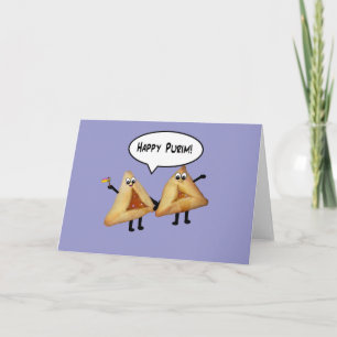 Lycklig Purim Cute Smiling Hamentaschen Tecknad Kort