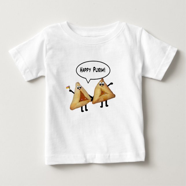 Lycklig Purim Cute Smiling Hamentaschen Tecknad T Shirt (Framsida)