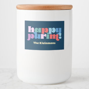 Lycklig Purim-etikett för prov av hloach manot Mat Etiketter