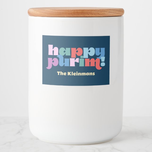 Lycklig Purim-etikett för prov av hloach manot Mat Etiketter (Framsida)