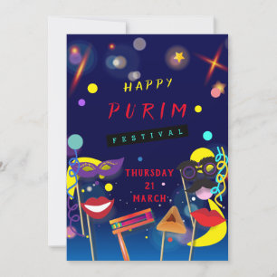 Lycklig Purim Festival Masquerad Kids Party Julkort