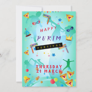 Lycklig Purim Festival Masquerad Kids Party Julkort