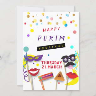 Lycklig Purim Festival Masquerad Kids Party Julkort