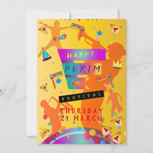 Lycklig Purim Festival Masquerad Kids Party Julkort (Framsida)