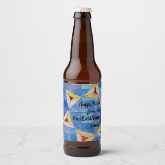 Lycklig Purim från din familj - öletiketter flaska Ölflaska Etikett