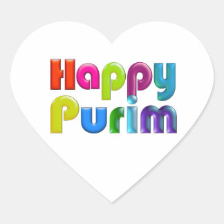 LYCKLIG PURIM funky Hjärtformat Klistermärke
