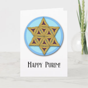 Lycklig Purim Hamantaschen Cookies Star of David Kort