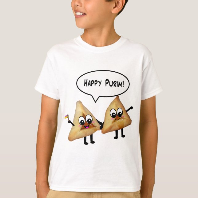 Lycklig Purim hamantaschen Tee Shirt (Framsida)