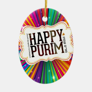 lycklig purim julgransprydnad keramik