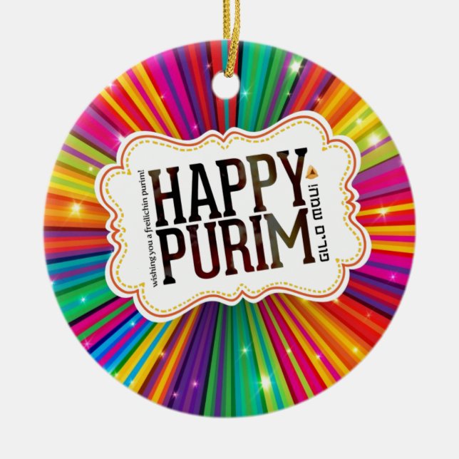 lycklig purim julgransprydnad keramik (Framsidan)