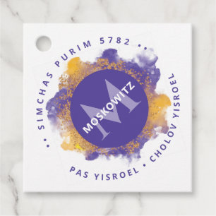Lycklig Purim - Kosher Info Monogram Classic Round Gåvor Etiketter