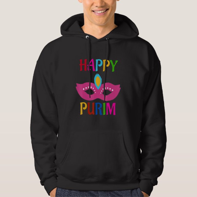 Lycklig Purim Mask Hoodie (Framsida)