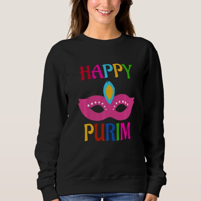 Lycklig Purim Mask T Shirt (Framsida)