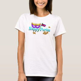 Lycklig Purim med Mask, Gragger och Hamentaschen T-shirt