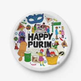 Lycklig Purim Pappra Tallrikar