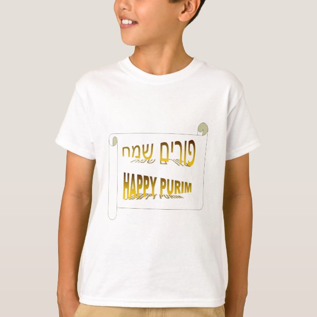 Lycklig Purim - Purim Sameach hebré Tee Shirt (Framsida)