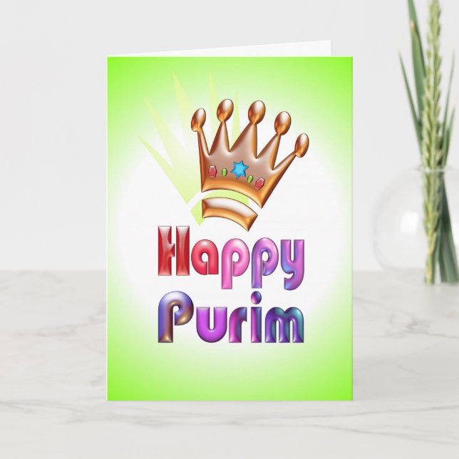 Lycklig Purim rolig kortkrona med davidsstjärnan Kort (Framsida)